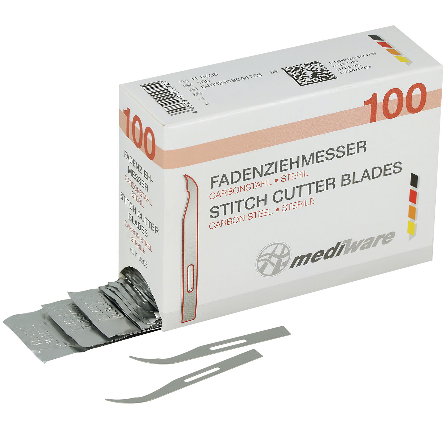 Fadenziehmesser kurze Form 65 mm - 100 Stück