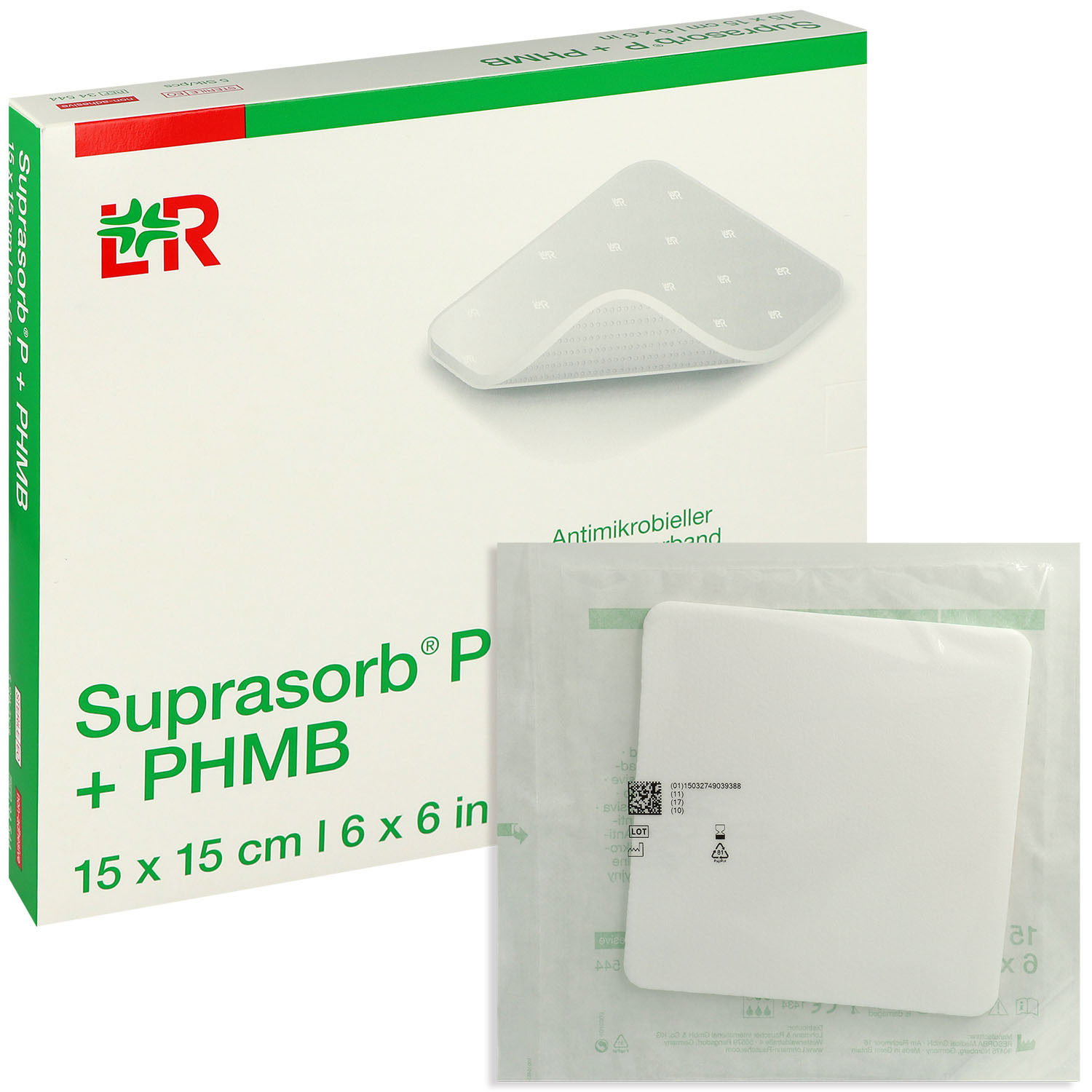 Suprasorb P + PHMB Antimikrobbieller PU Schaumverband - 15 x 15 cm - 5 St.