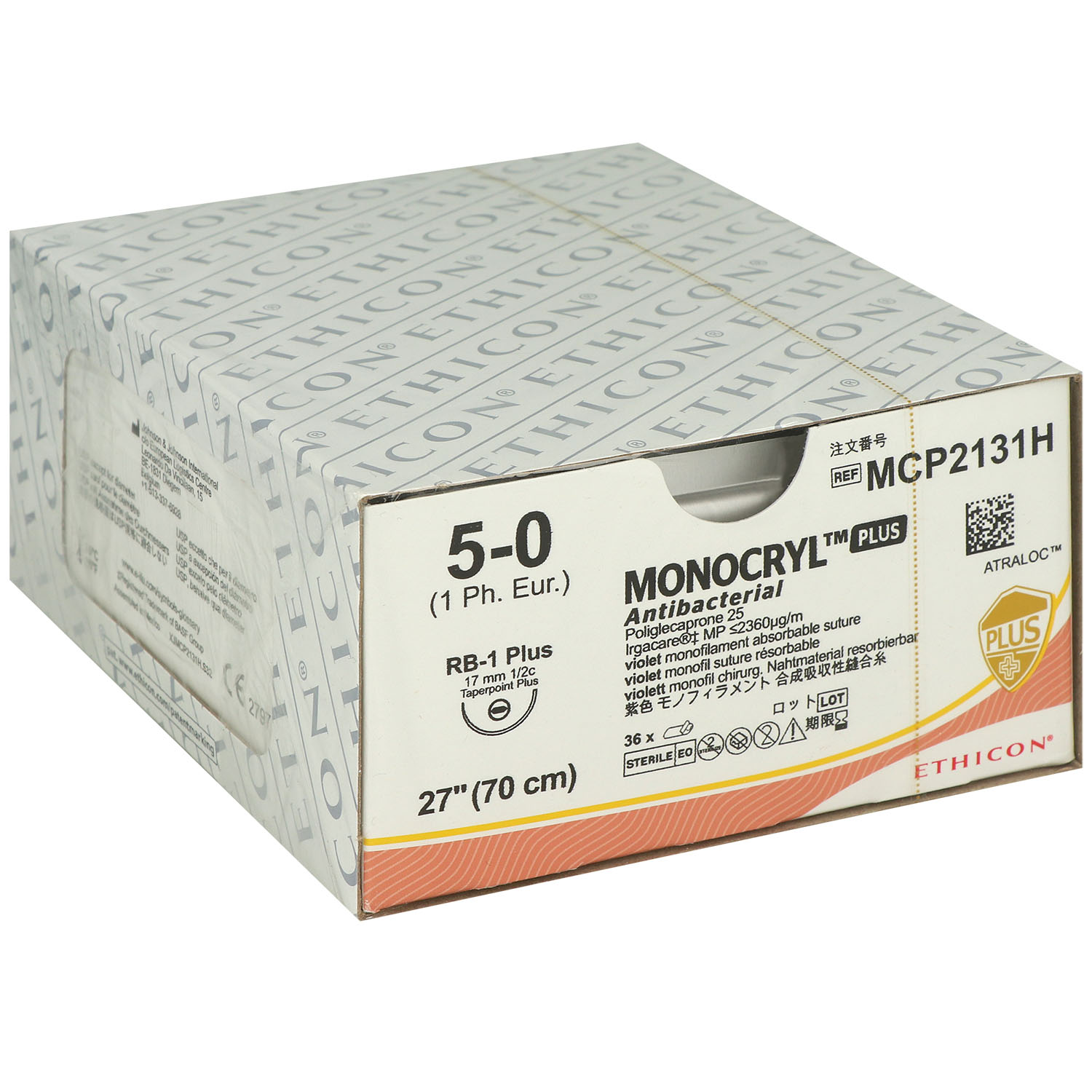 Monocryl Plus violett monofil RB1 Plus - 17 mm - 5/0 - 70 cm - MCP2131H - 36 St.