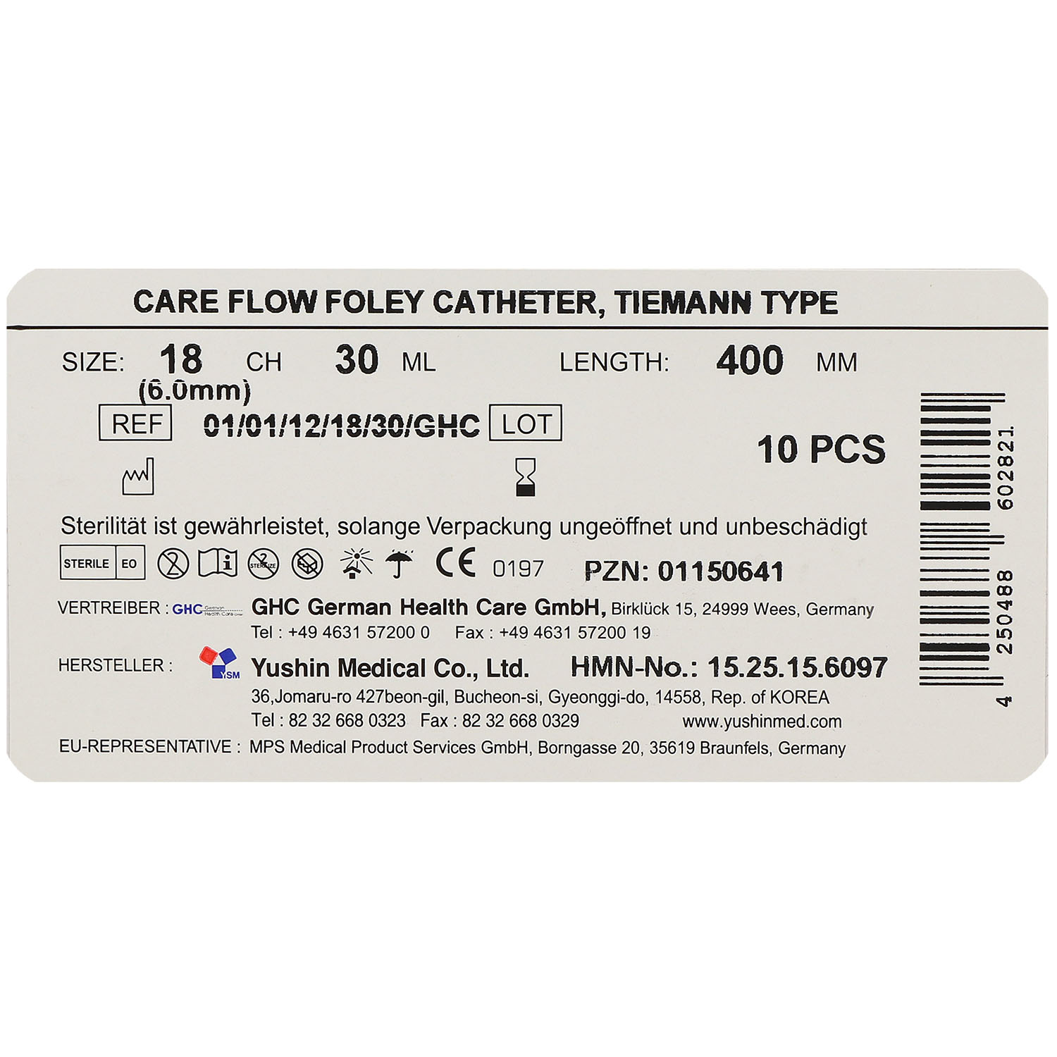 Care Flow Transurethraler 2-Wege Silikonballonkatheter mit Tiemannspitze