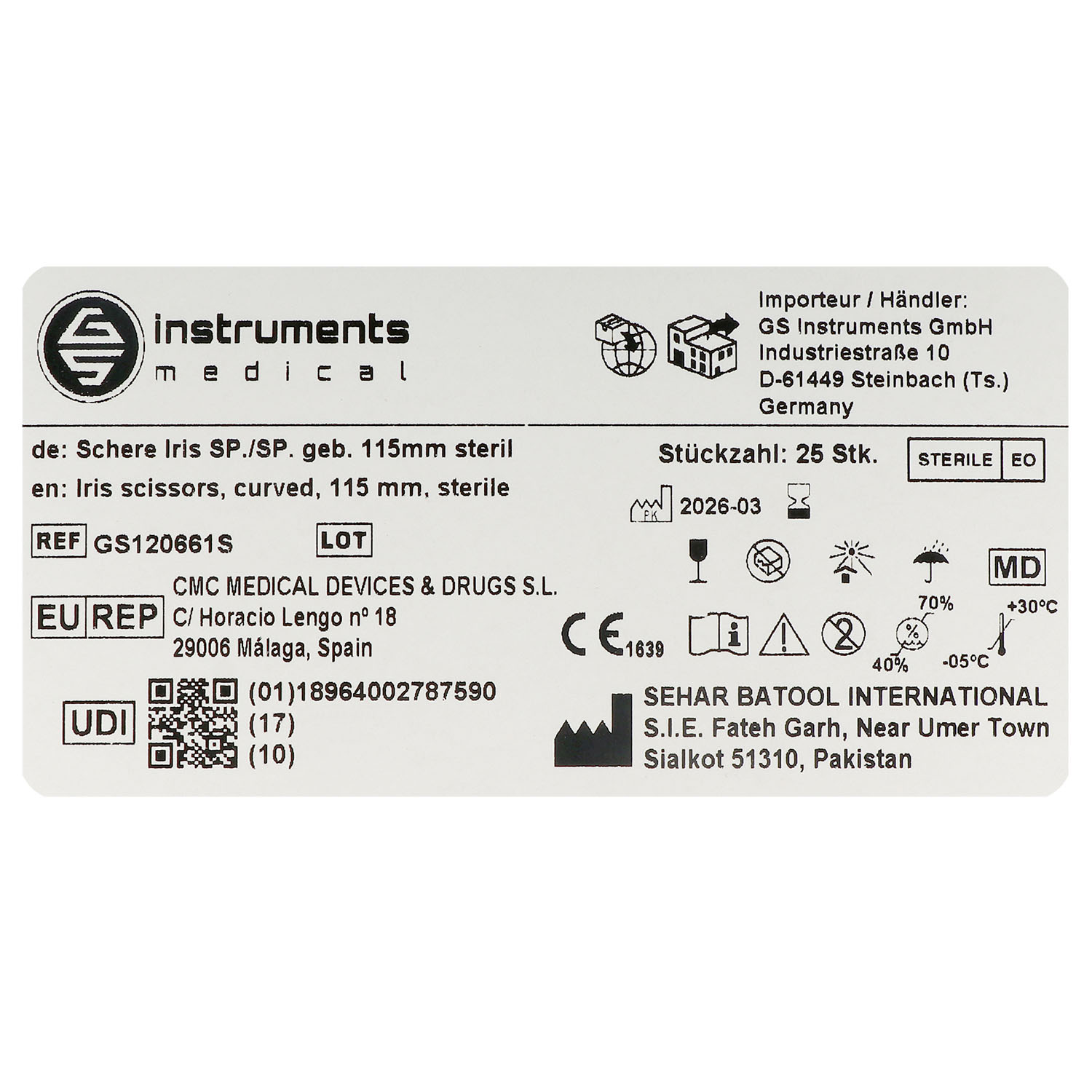 Einmal Iris Scheren, 4 1/2", steril