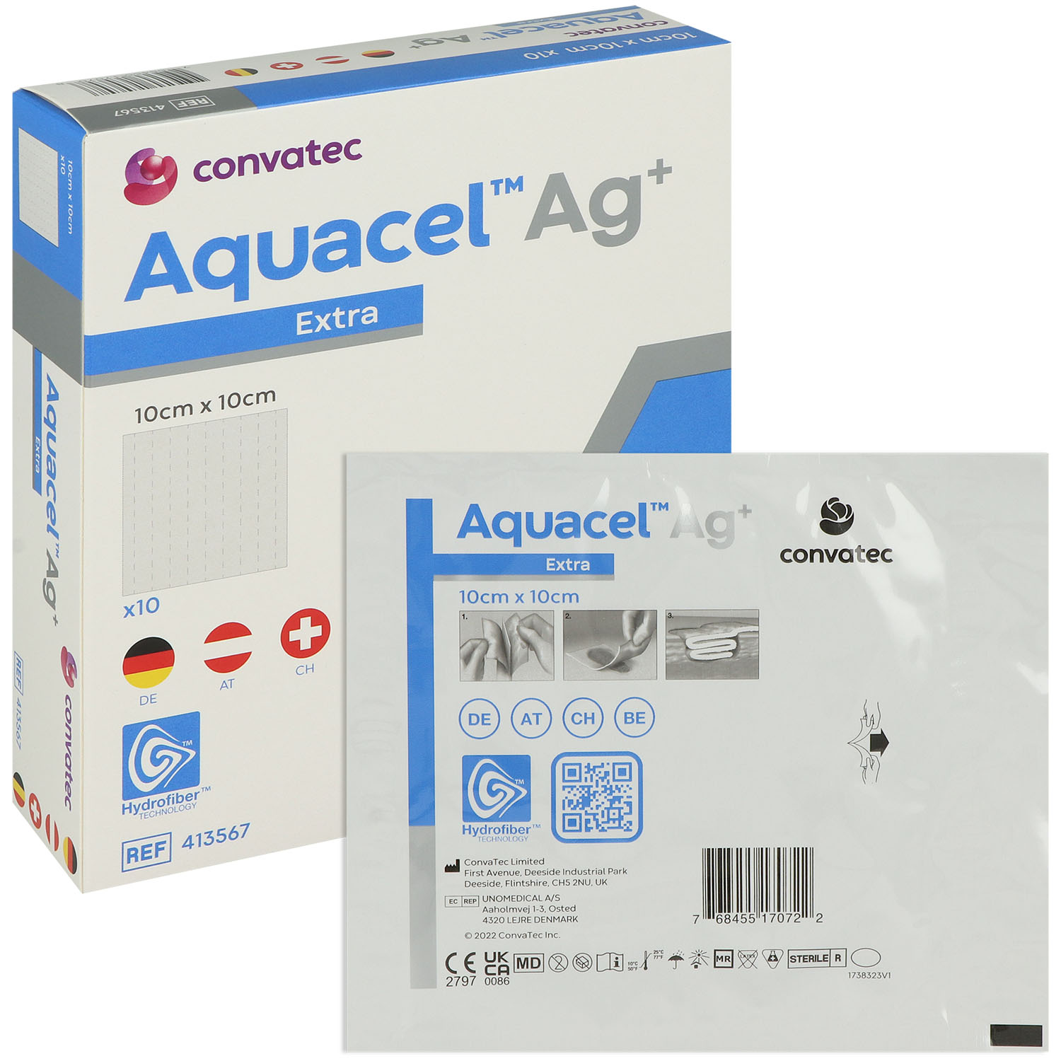 Aquacel Ag+ Extra 10 x 10 cm - 10 Stück