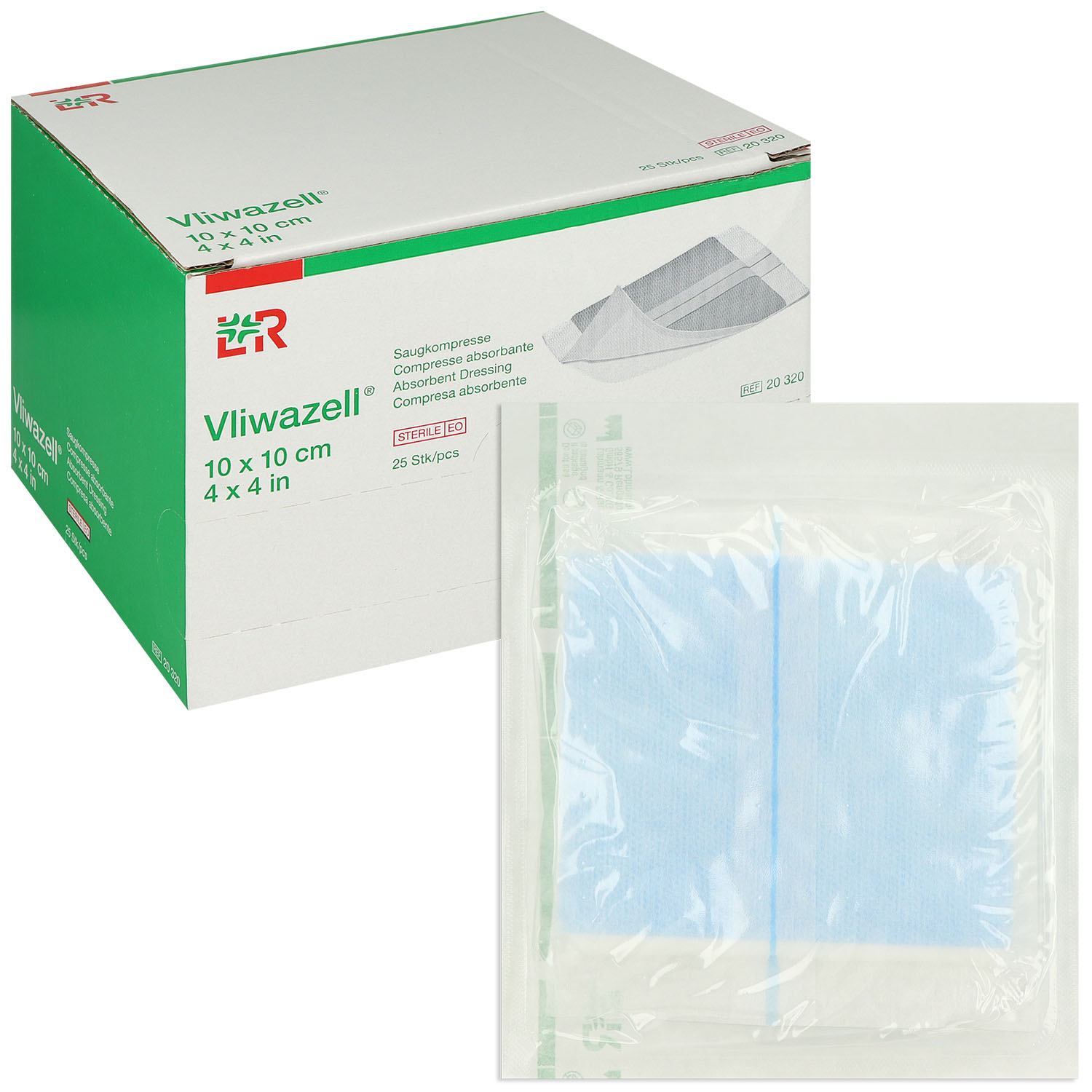 Vliwazell Saugkompresse steril 10 x 10 cm - 25 St.