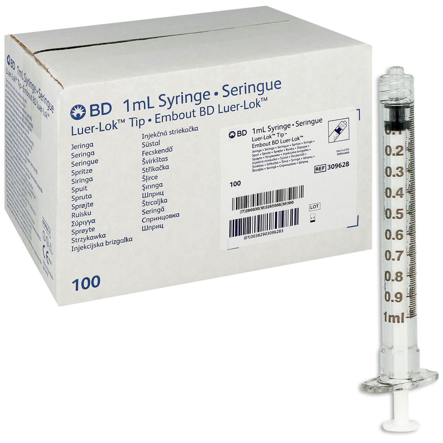 BD Plastipak Einmal-Spritze Luer-Lok-Ansatz, 3-teilig 1 ml - 100 St.