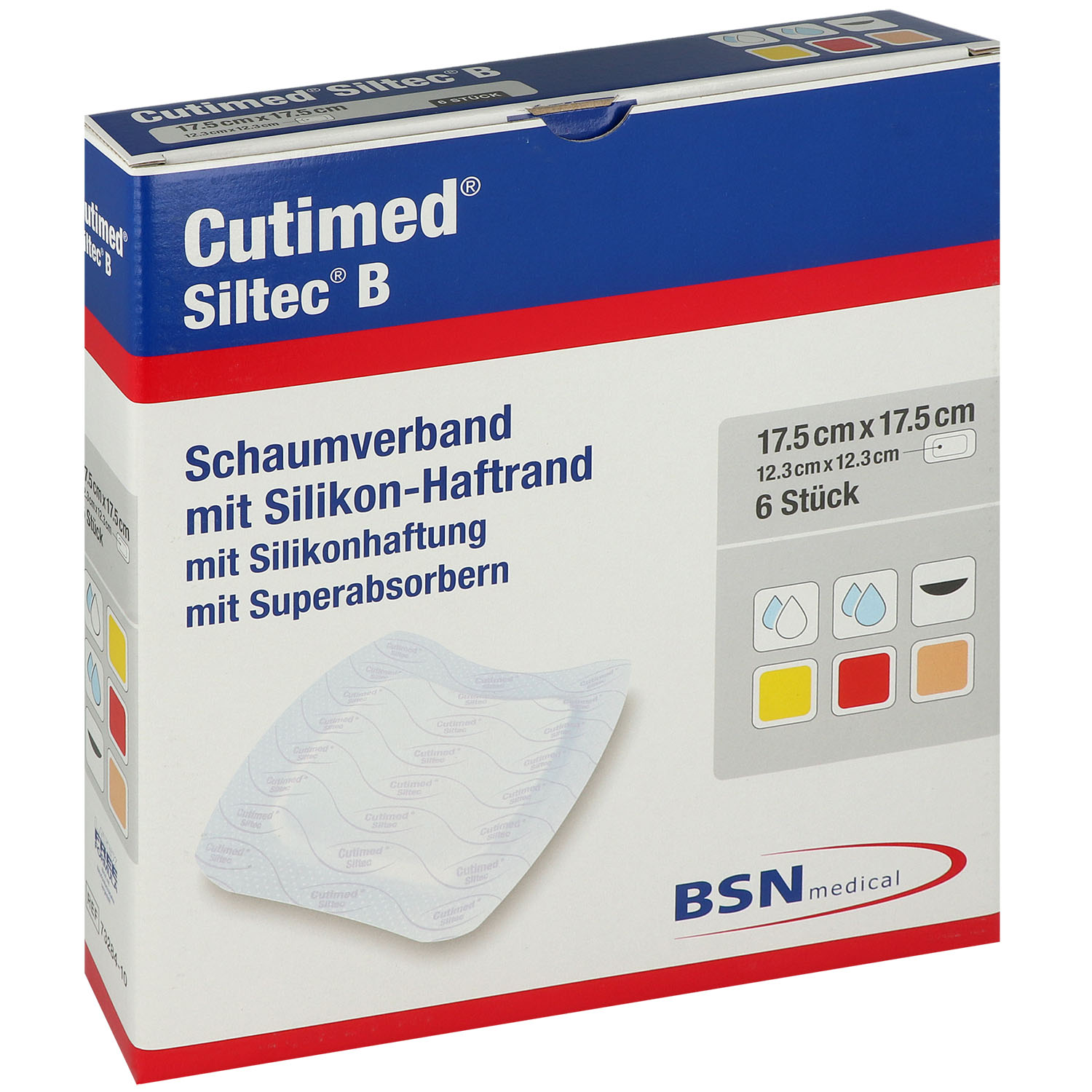 Cutimed Siltec B, hochabsorbierender Schaumverband