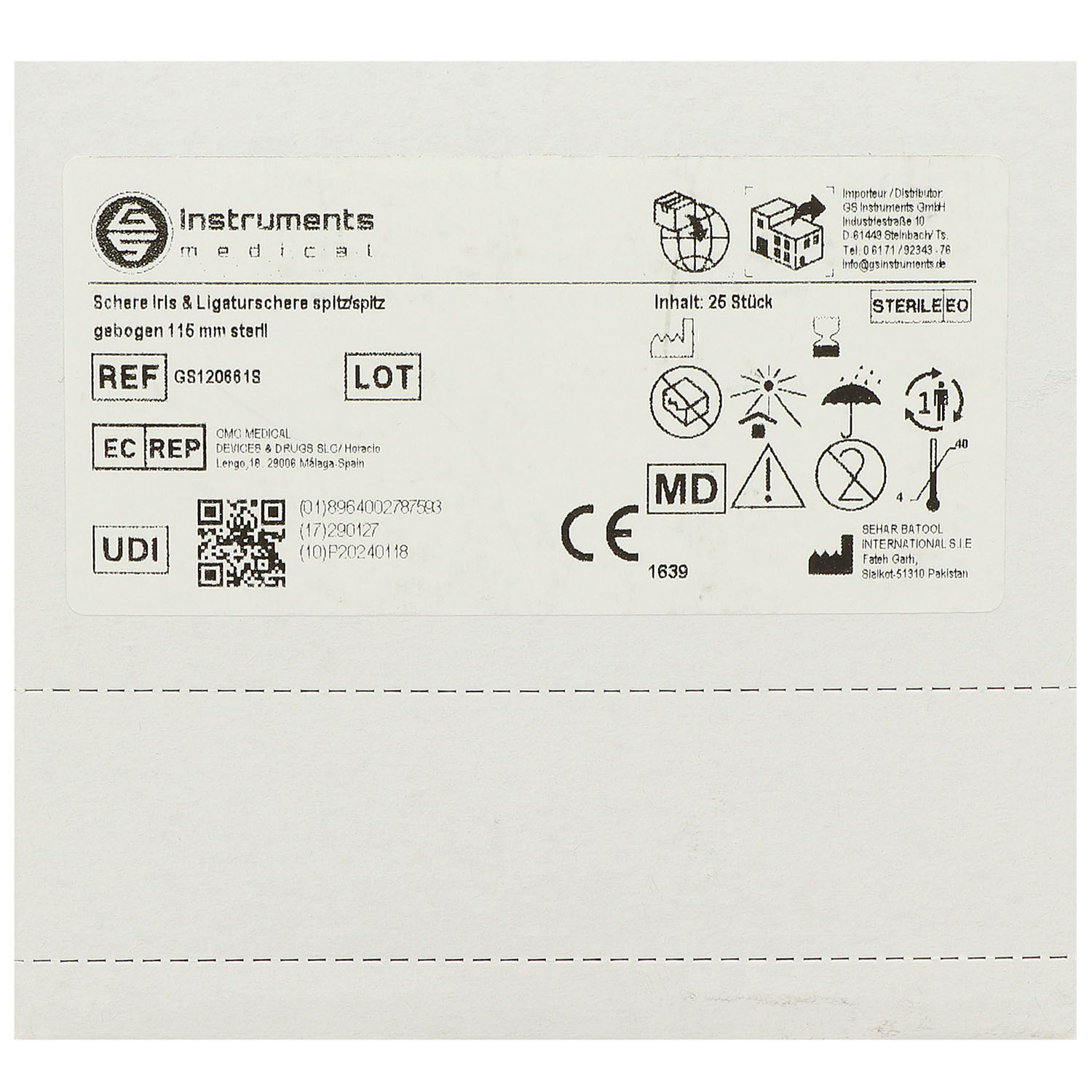 Einmal Iris Scheren, 4 1/2", steril