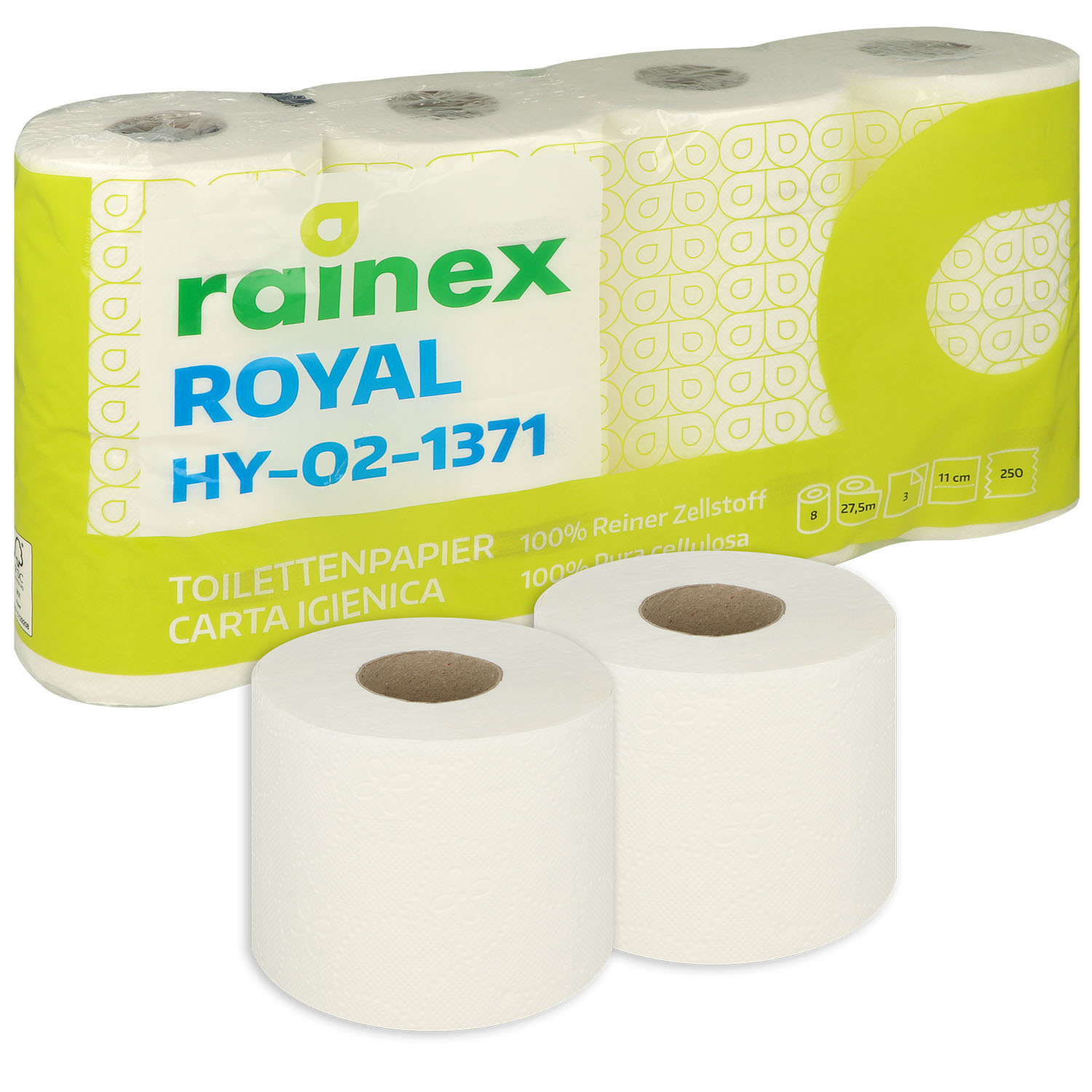 Rainex Comfort Toilettenpapier weiß 3-lagig 8 x 250 Blatt