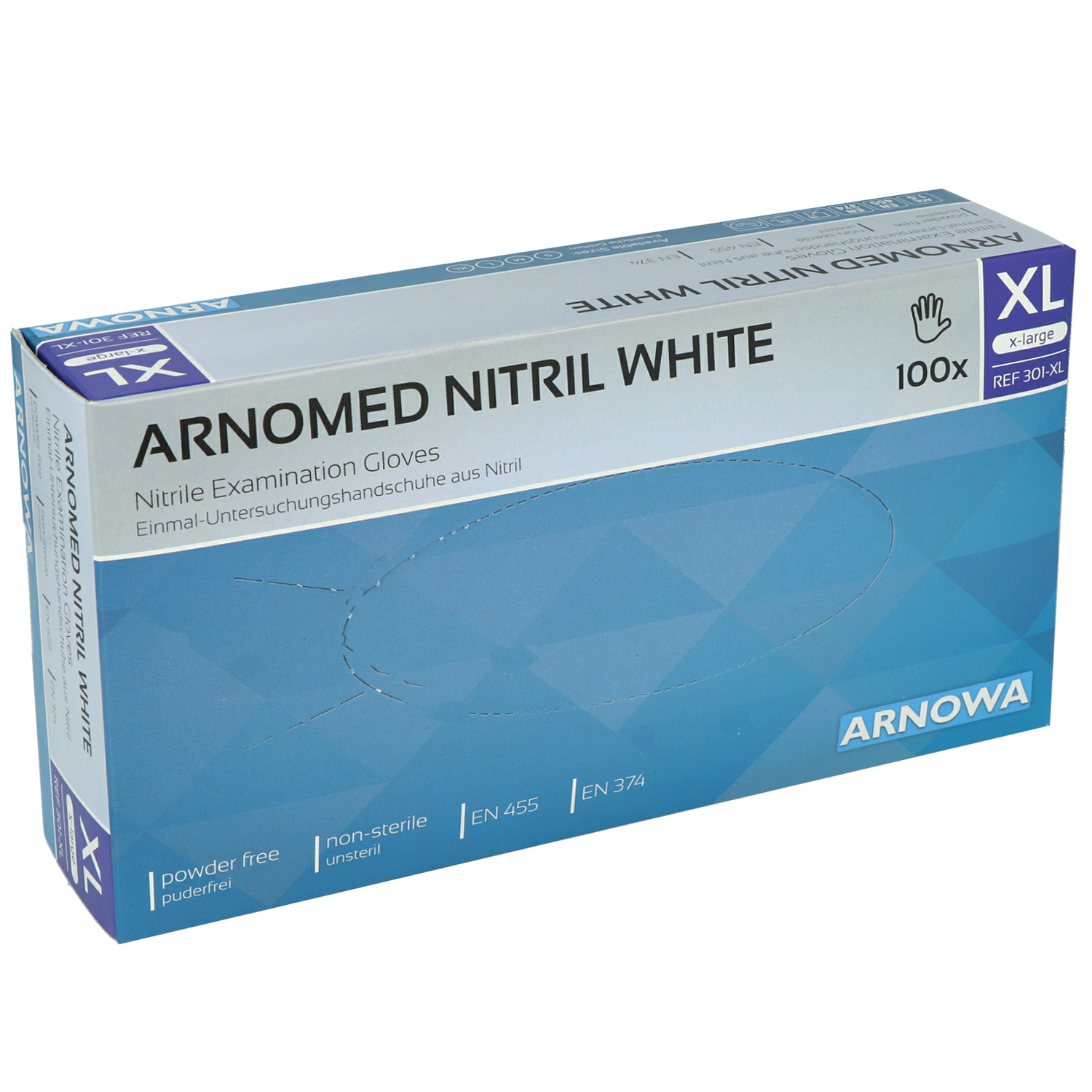 Arnomed Nitril-Untersuchungshandschuhe weiß Gr. XL (100 St.)