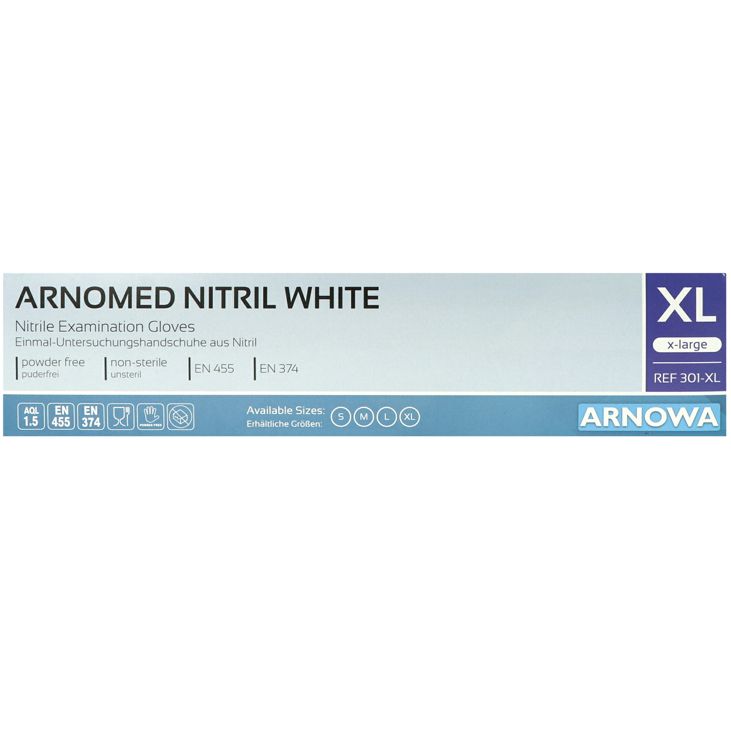 Arnomed Nitril-Untersuchungshandschuhe, weiß, unsteril, puderfrei, latexfrei