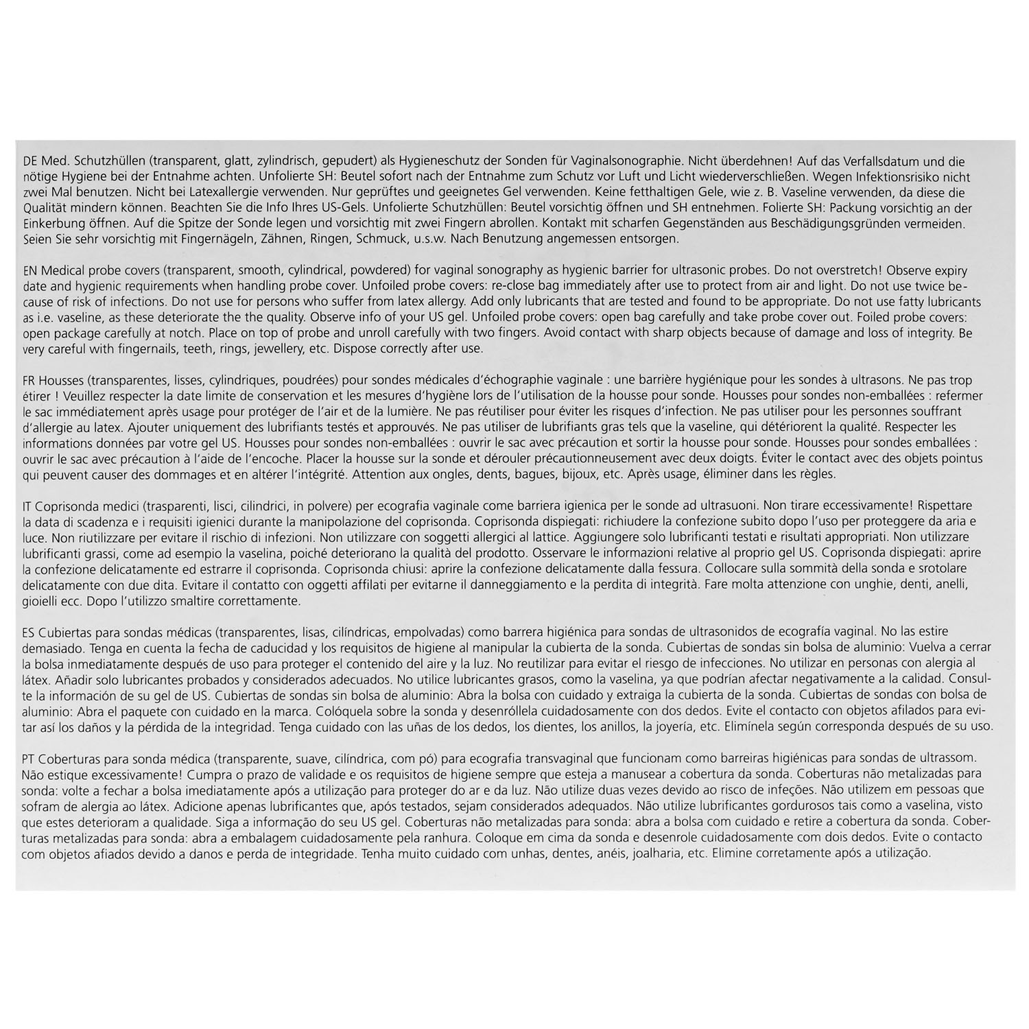 Sonosafe Ultraschall-Schutzhüllen, lose gerollt, leicht gepudert, Latex