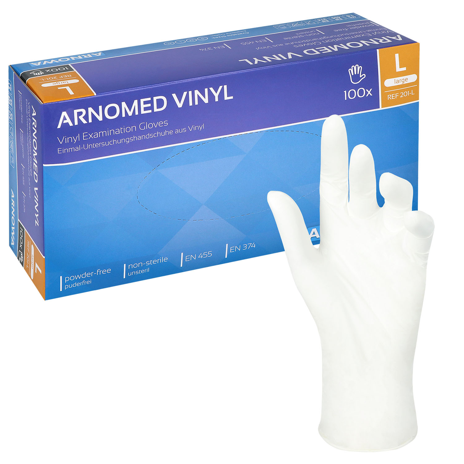 Arnomed Vinyl-Untersuchungshandschuhe Größe L
