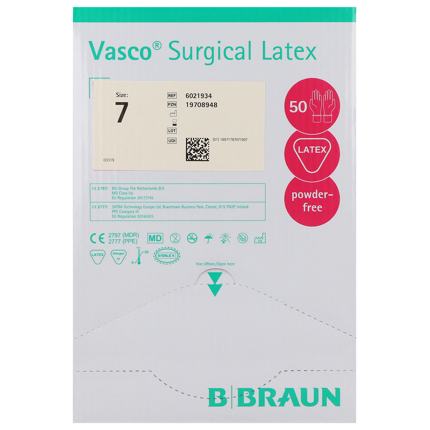 Vasco Surgical Latex, sterile OP-Handschuhe puderfrei