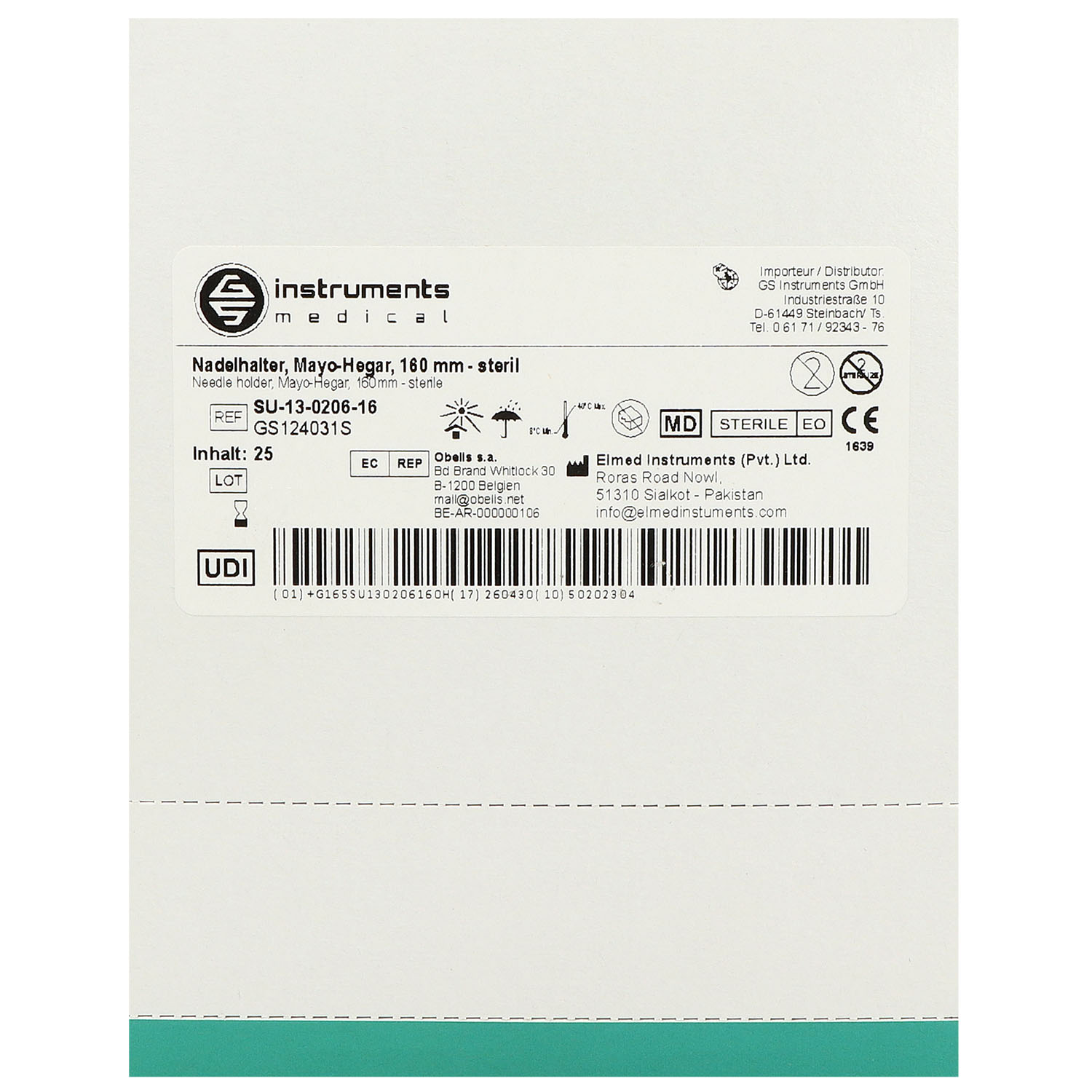 Einmal Nadelhalter, Mayo-Hegar, steril