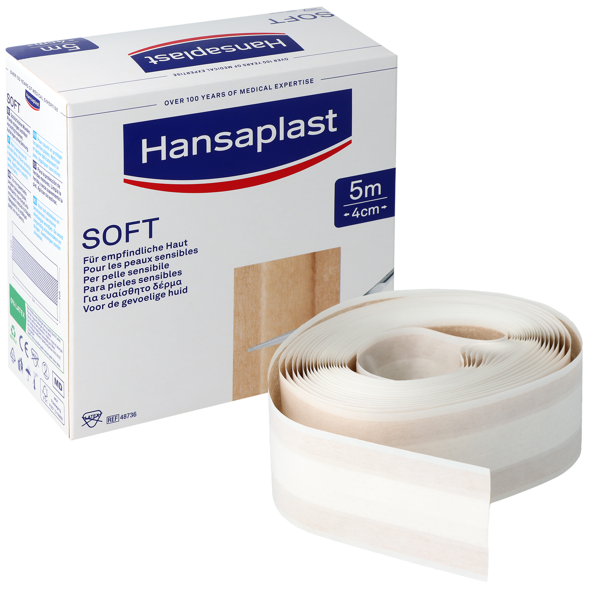 Hansaplast Soft Wundpflaster 5 m x 4 cm - 1 Stück