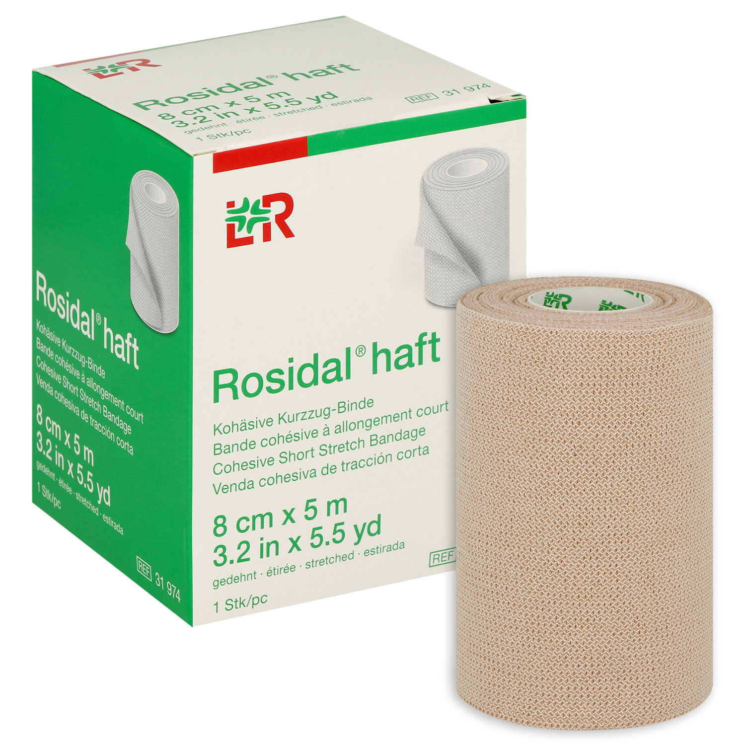 Rosidal haft kohäsive Kurzzugbinde, unsteril