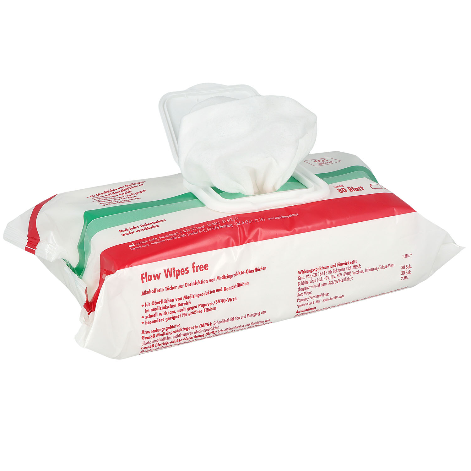 medichem Flow Wipes free Alkoholfreie Desinfektionstücher