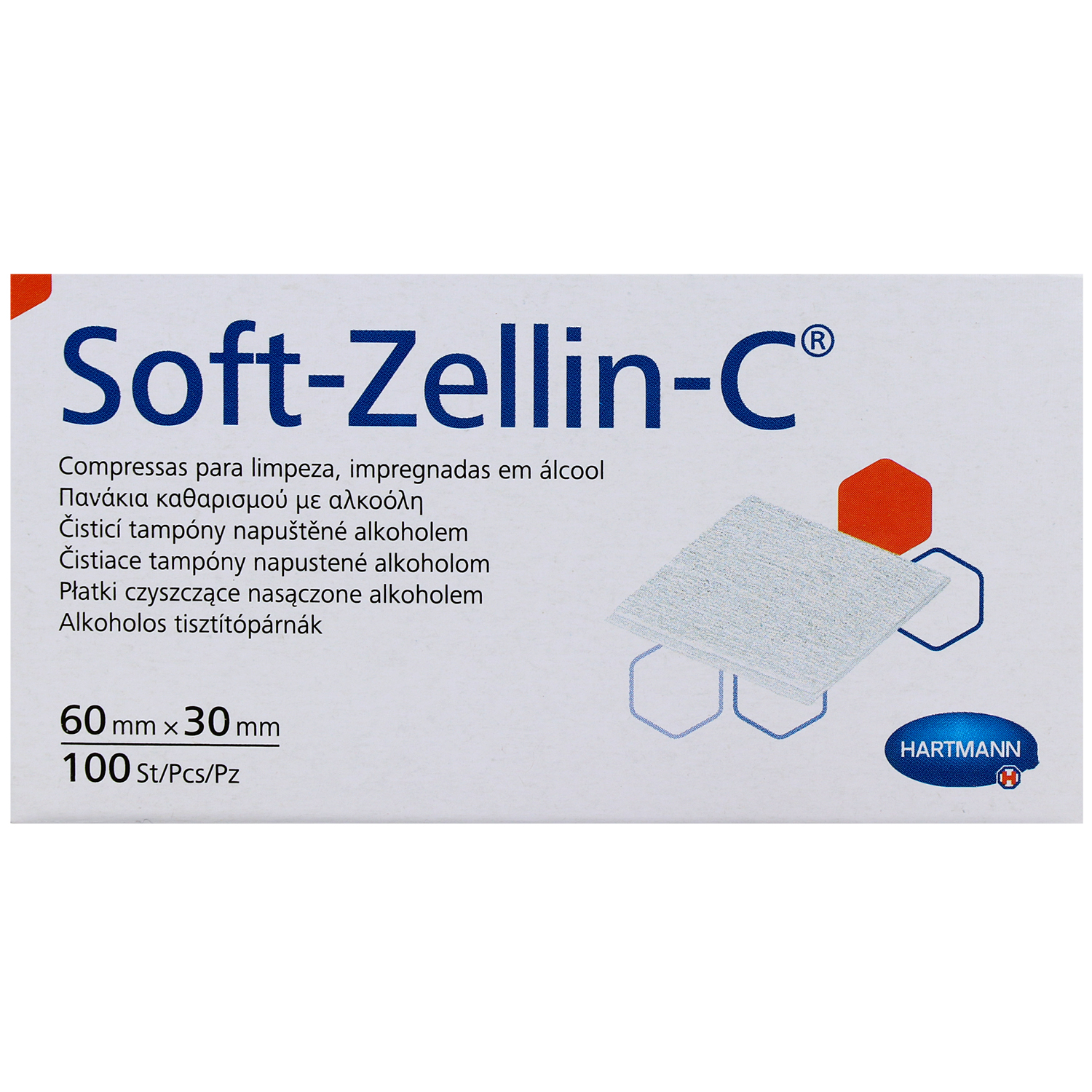 Soft-Zellin Alkoholtupfer, 100 St., gebrauchsfertig, einzeln versiegelt