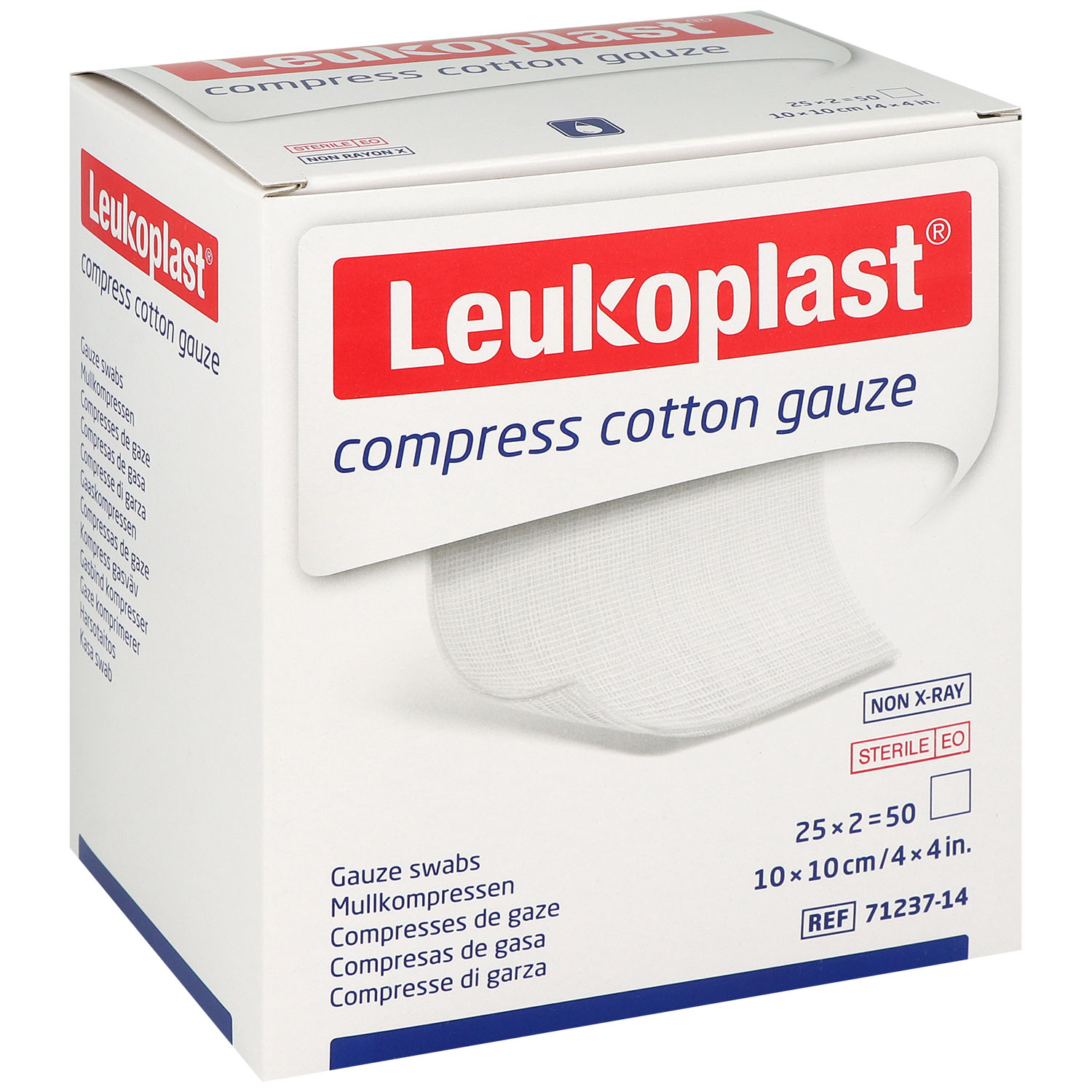 Leukoplast compress Cotton Gauze steril 10 x 10 cm - 12-fach - 25x2 St.