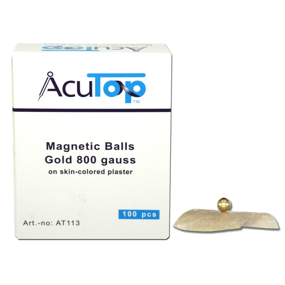 AcuTop Magnetische Ohrkugeln zur naturheilkundlichen Magnettherapie, vergoldet, 800 Gauss , 100 Stück
