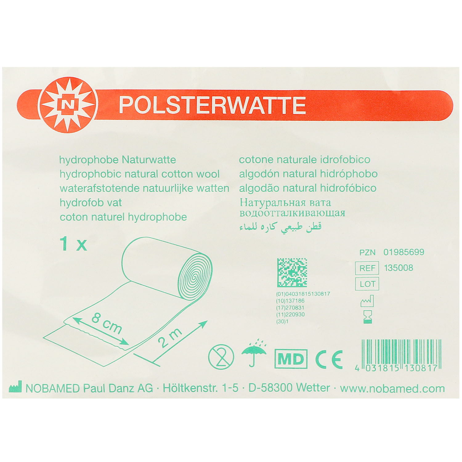 Polsterwatte gerollt