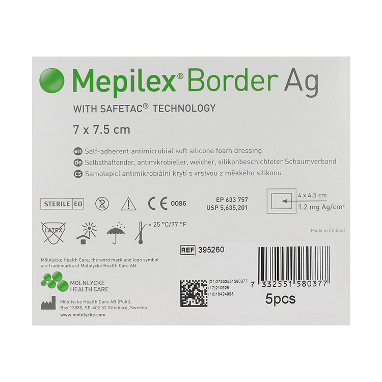 Mepilex Border Ag Schaumverband mit Silber, steril