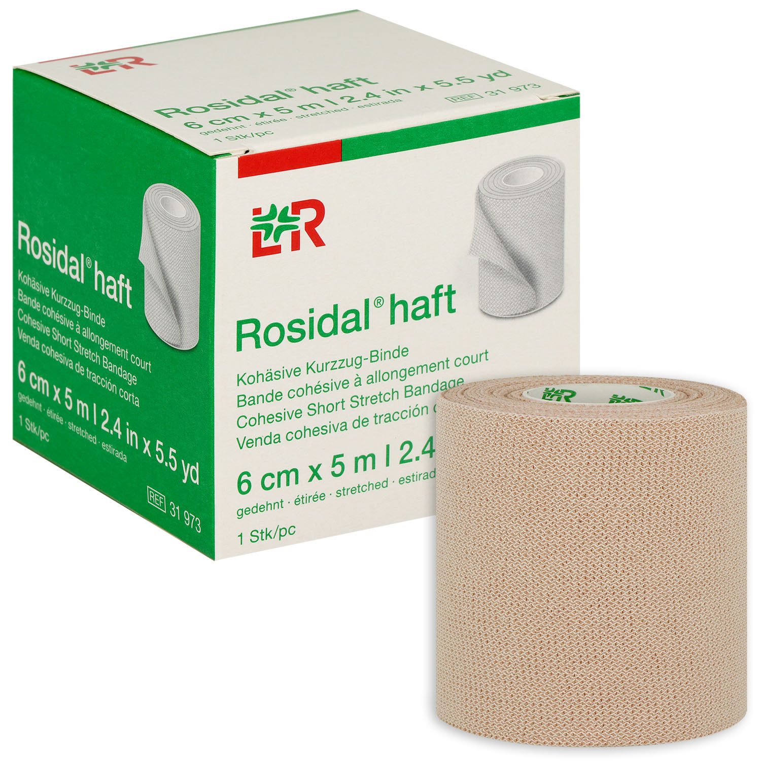 Rosidal haft kohäsive Kurzzugbinde, unsteril