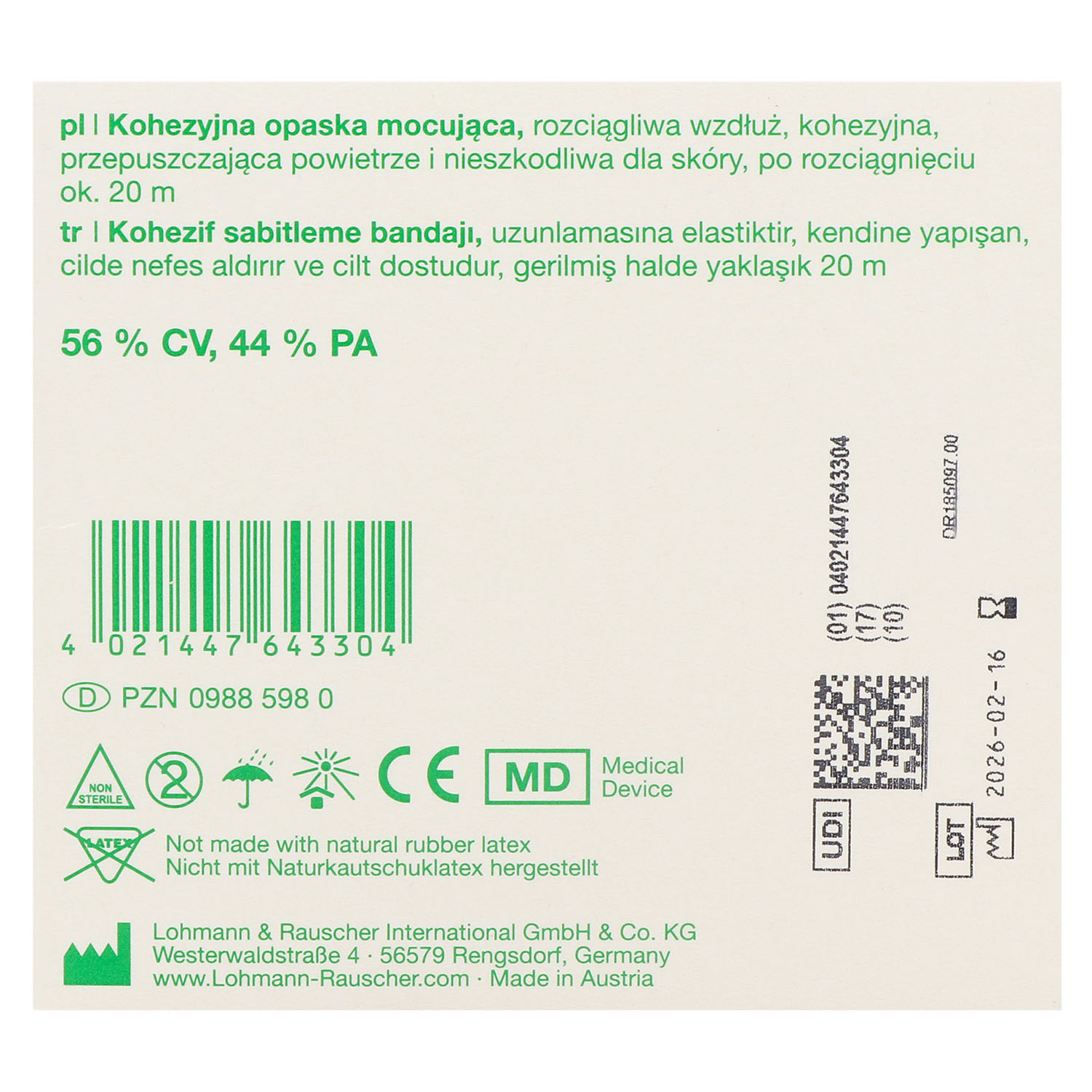 Mollelast haft color latexfrei, kohäsive Fixierbinde, einzeln in Faltschachtel