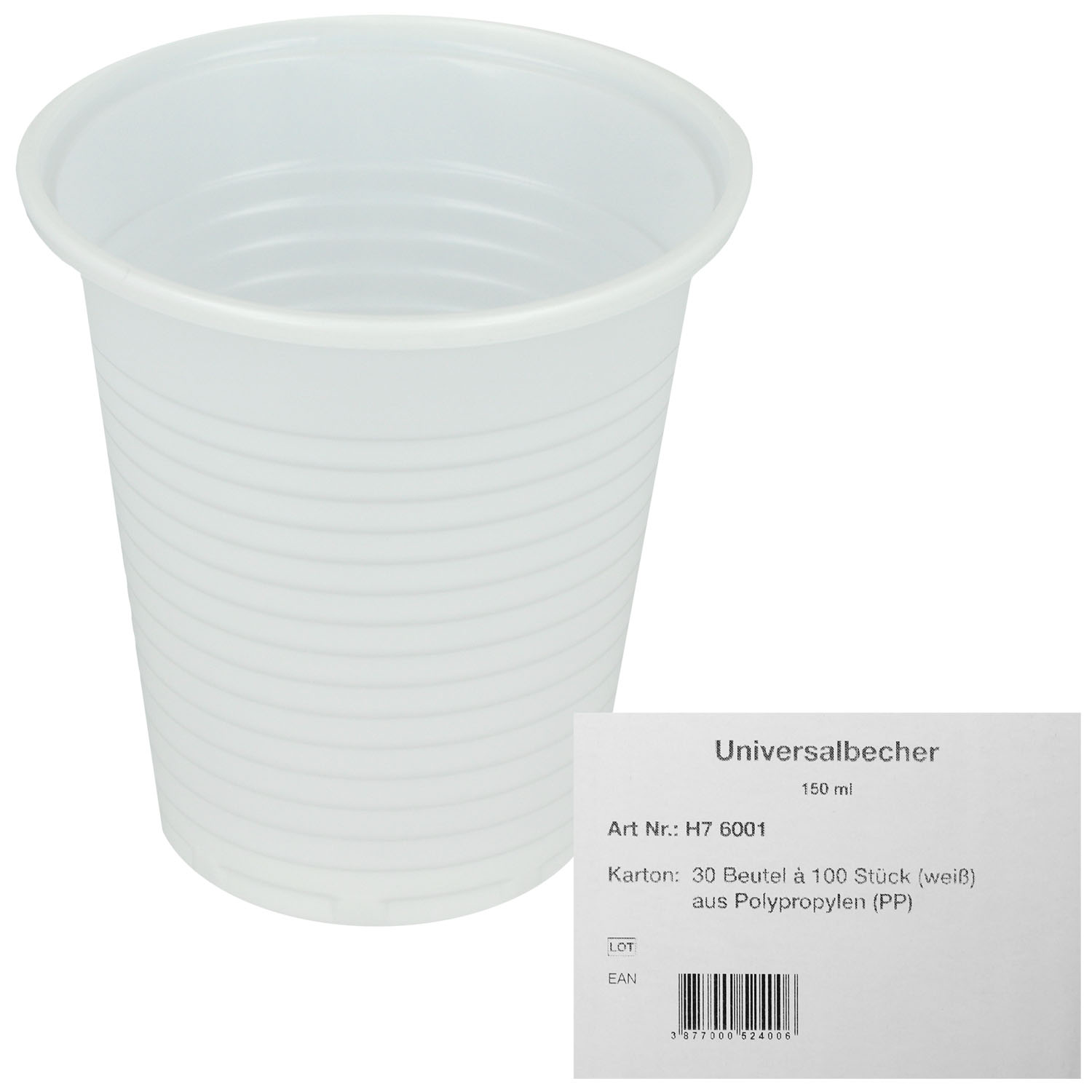 Universalbecher weiß 150 ml 3000 St.