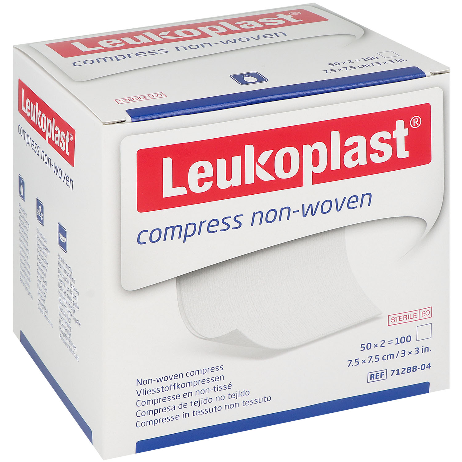 LEUKOPLAST compress non-woven Vlieskompressen steril 4-lagig