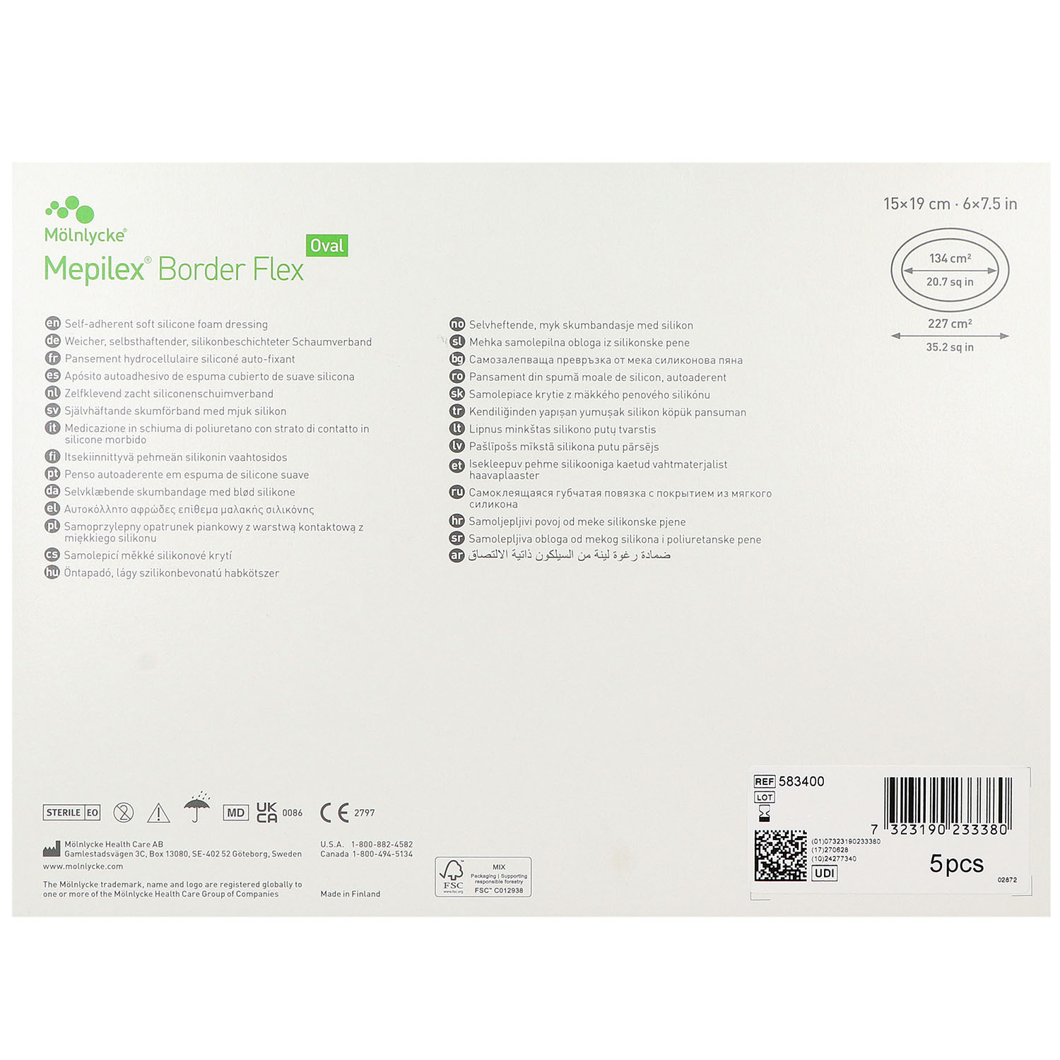 Mepilex Border Flex Oval haftend Schaumverband