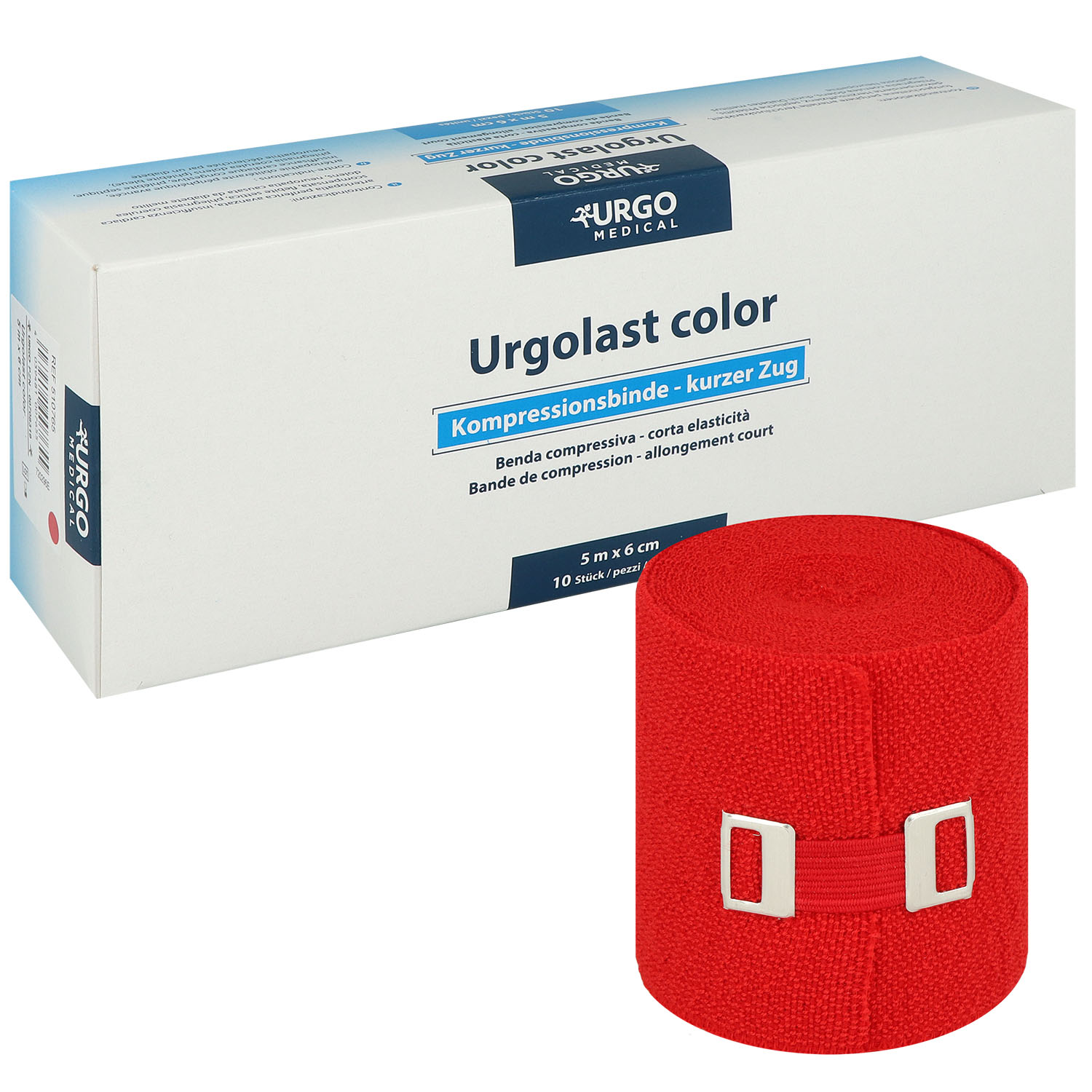Urgolast color Kurzzugbinden rot 6 cm x 5 m - 10 St.