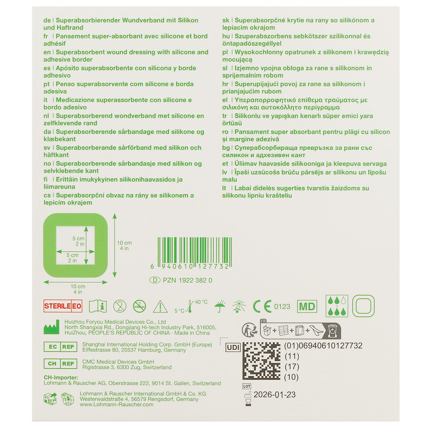 Vliwasorb sensitive border, superabsorbierender Wundverband, steril