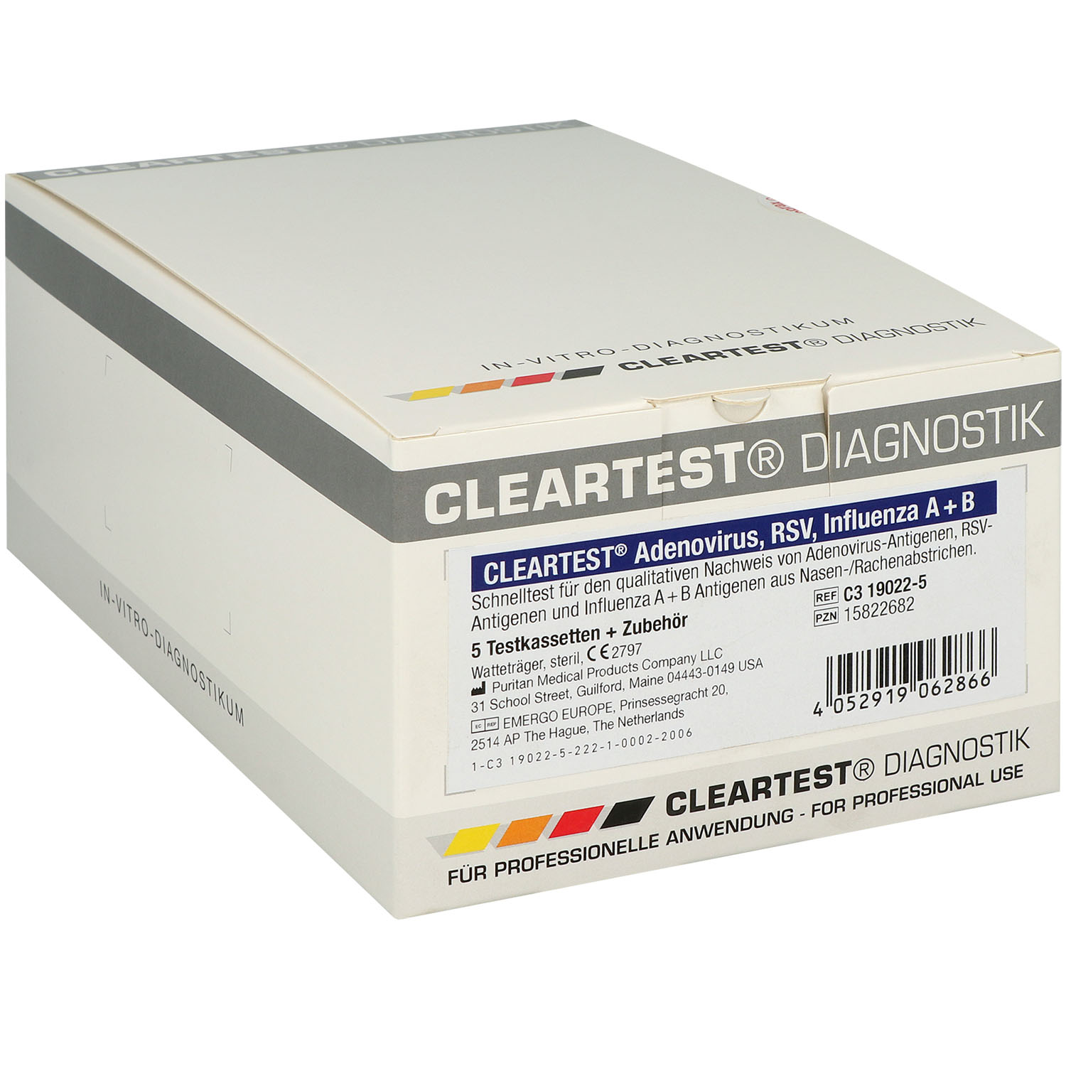 Cleartest Adenovirus / RSV / Influenza A + B, Kombitest