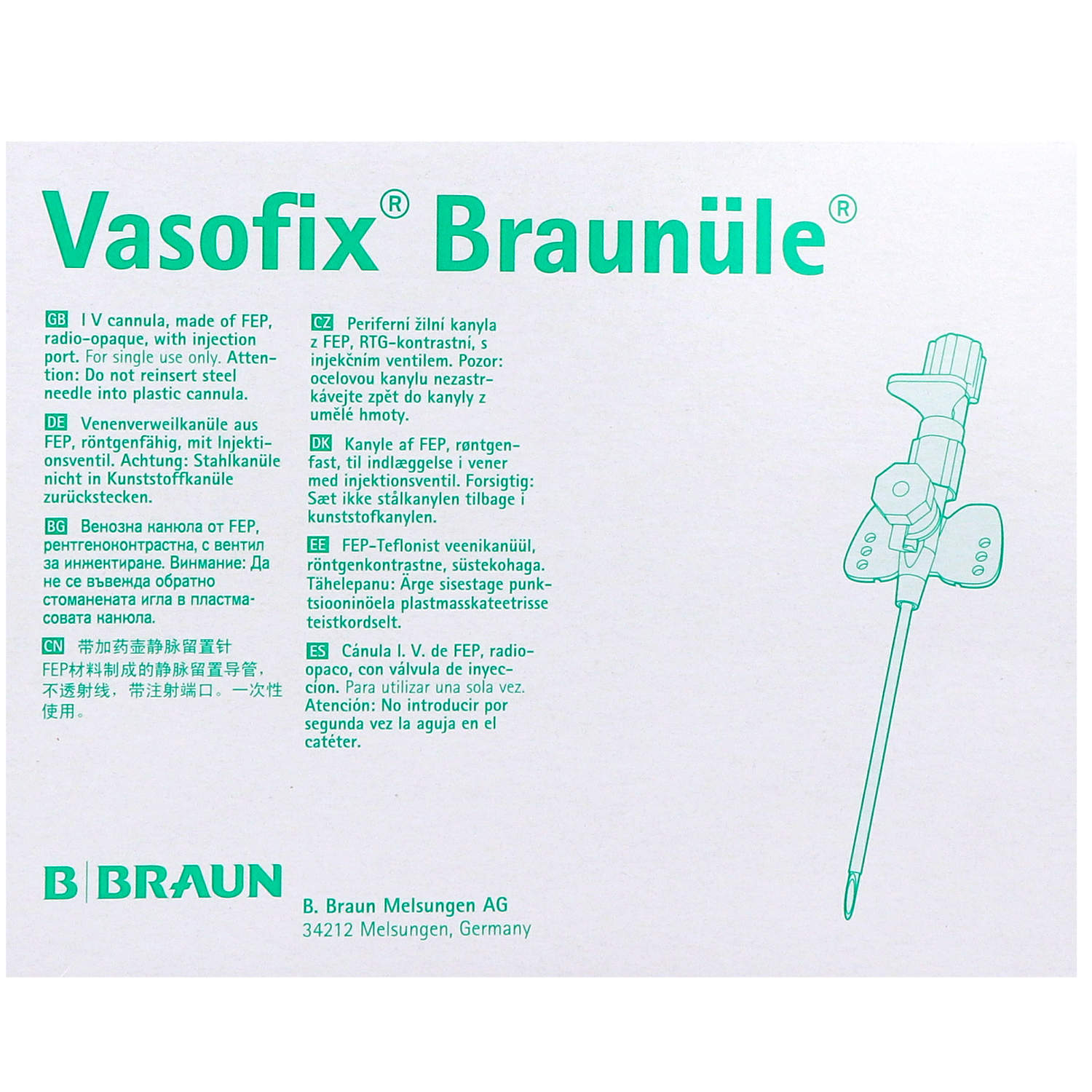 Vasofix Braunüle, Venenverweilkanülen mit Zuspritzport und FEP-Katheter