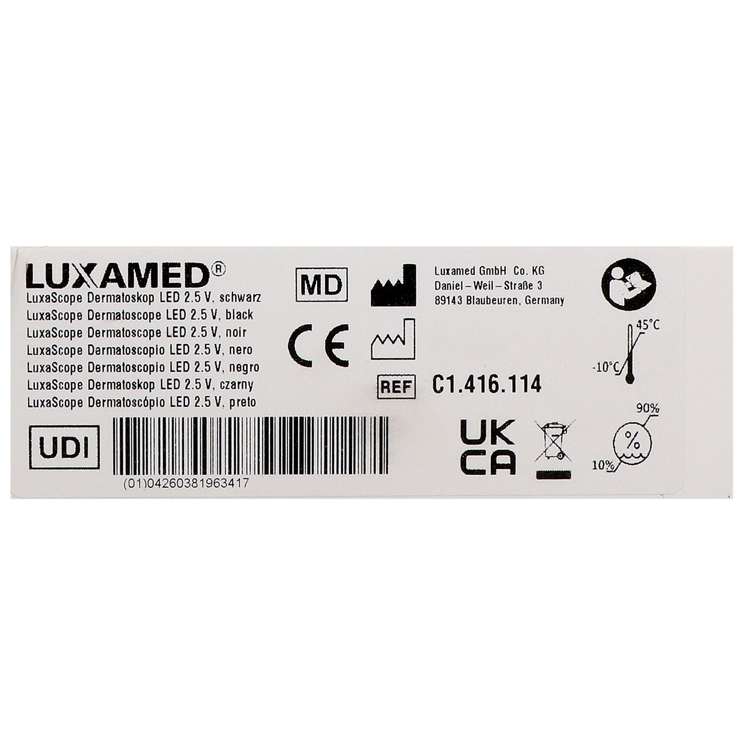 LuxaScope Dermatoskop LED 2.5 V Kontaktscheibe ohne Skala