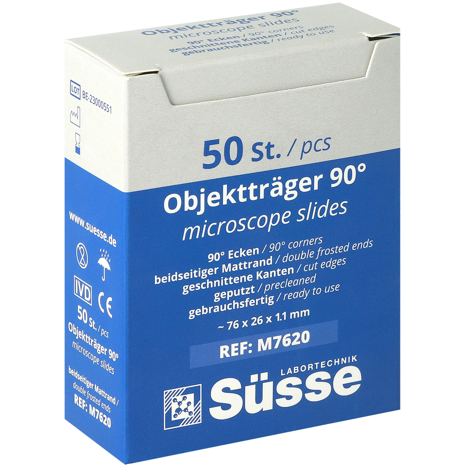 Süsse Objektträger 76 x 26 mm - mit Mattrand