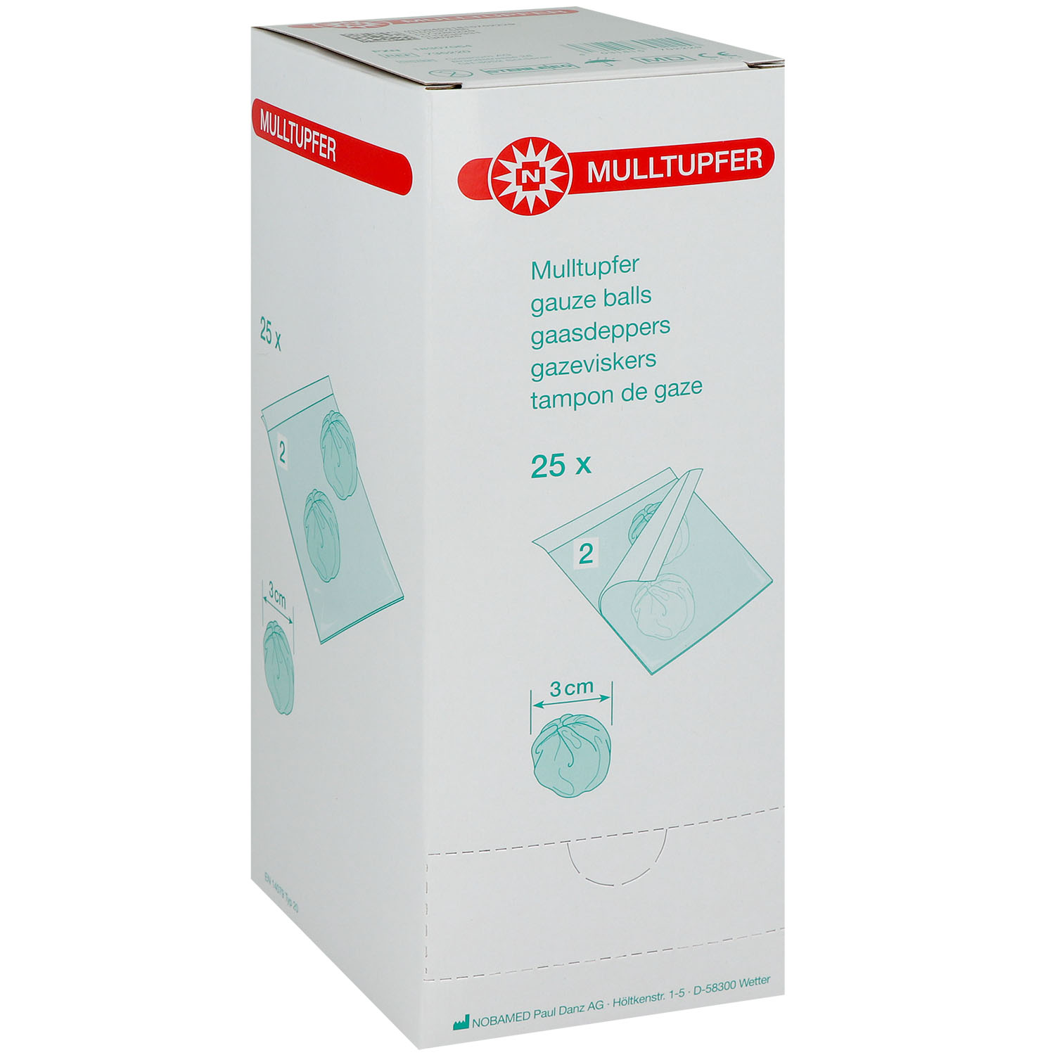 Mulltupfer steril in perforiertem 2-Kammer-Set 