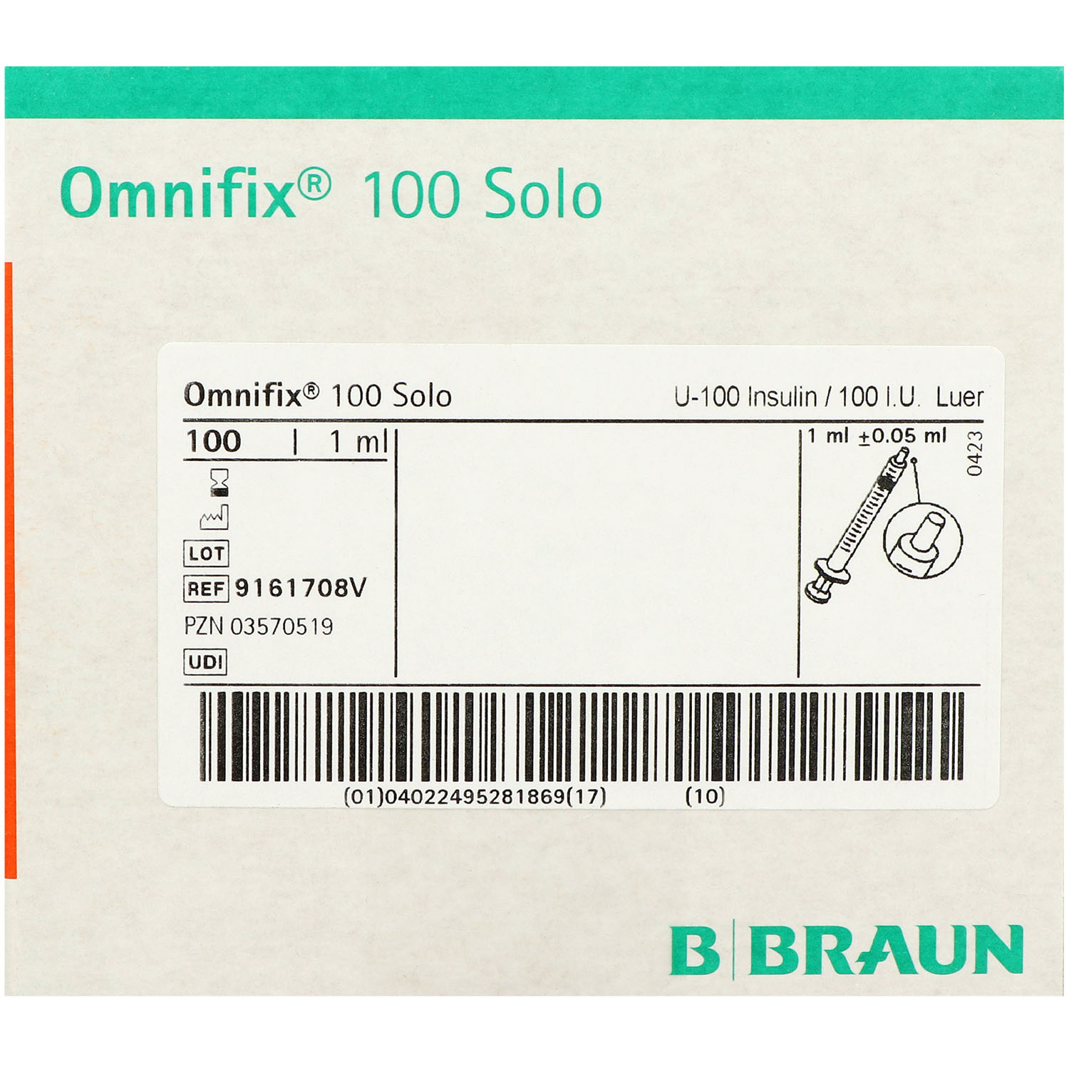 Omnifix 100 Solo 1 ml Insulinspritze U-100