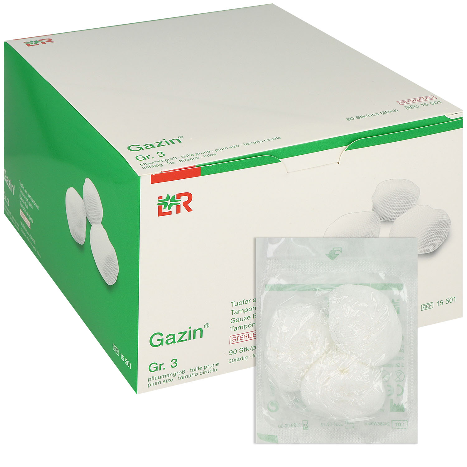 Gazin Tupfer steril, ohne Röntgenkontraststreifen