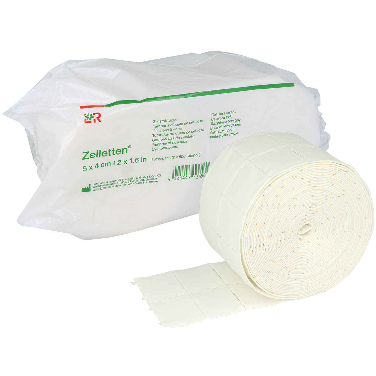 Zelletten Zellstofftupfer Rolle unsteril - 4 x 5 cm 2 x 500 St.