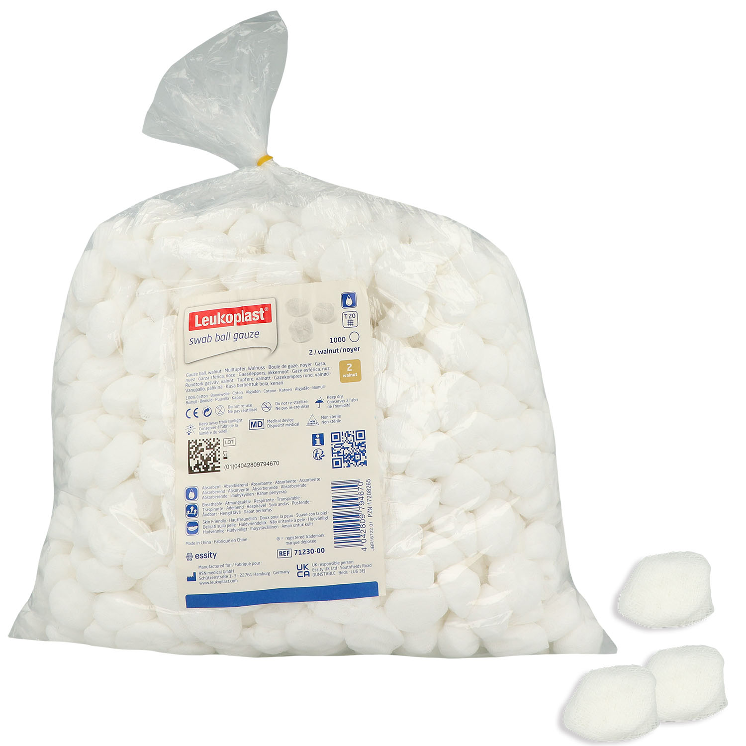 Leukoplast swab ball gauze unsterile Baumwolltupfer - 20-fädig