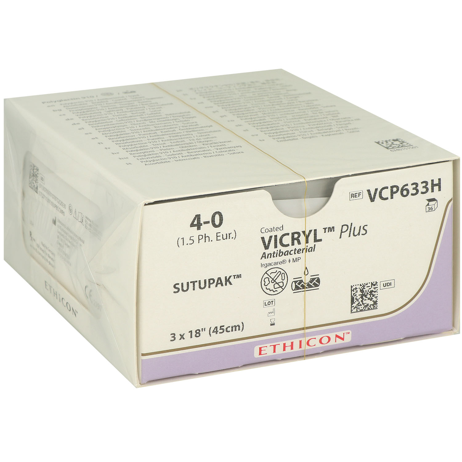 Vicryl Plus violett geflochten VCP633H; 4-0 45cm - 36 St.