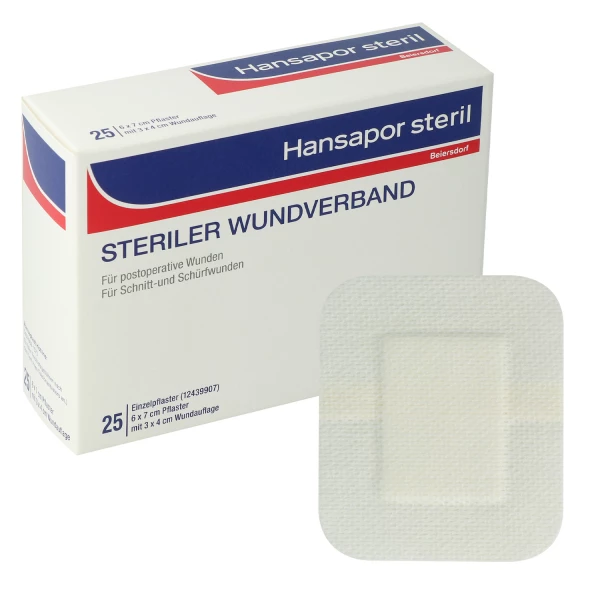 Wundverband vor Verpackung Hansapor steril