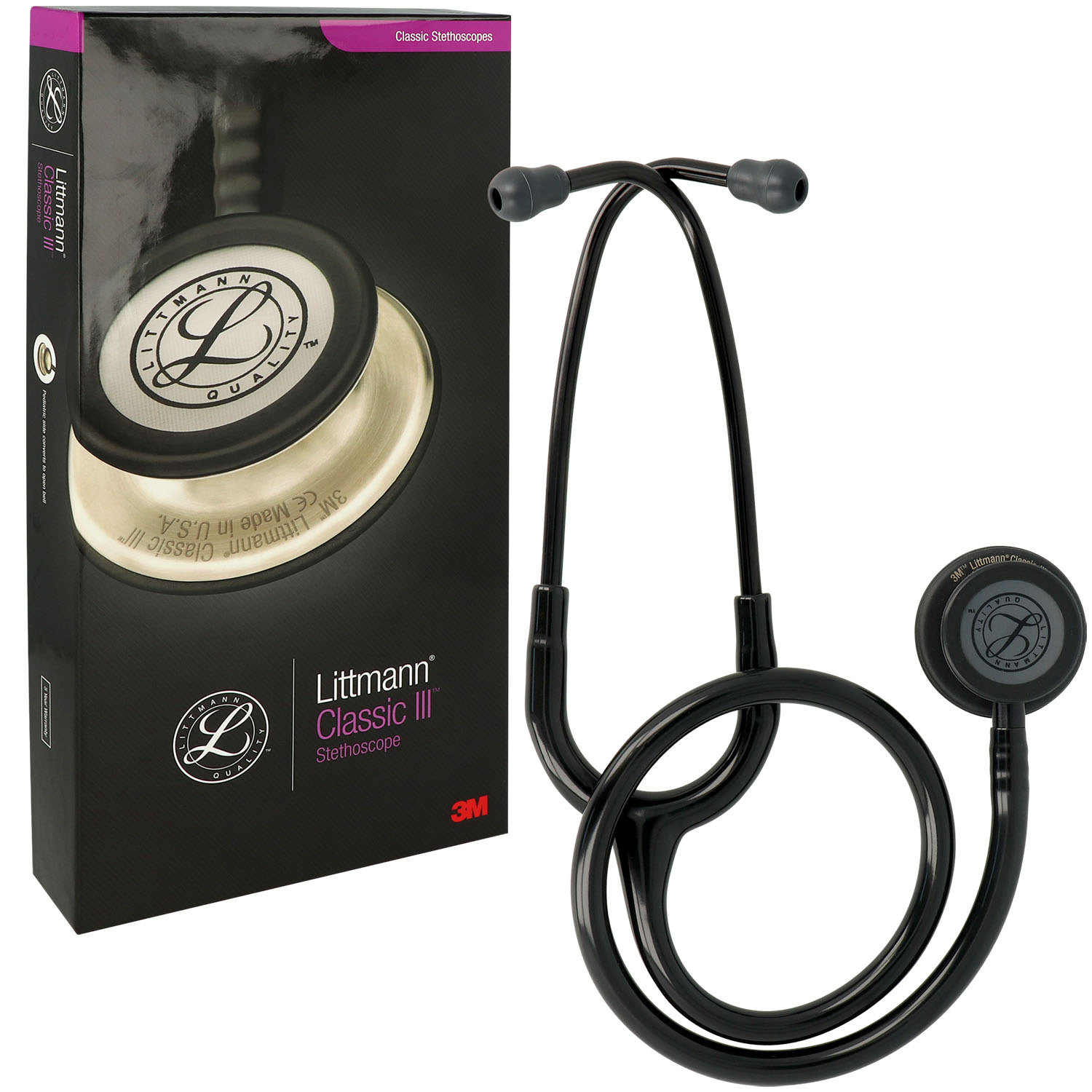3M Littmann Classic III Monitoring Stethoskop Schlauch schwarz Black Edition