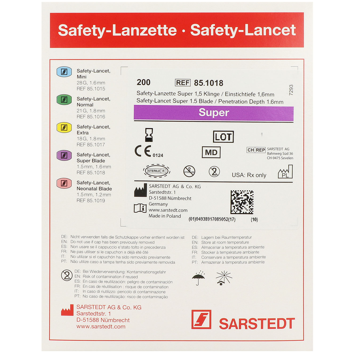 Sarstedt Safety-Lanzetten