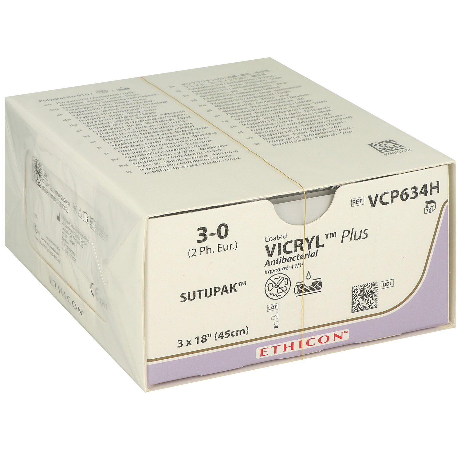 Vicryl Plus violett geflochten VCP634H; 3-0 45 cm - 36 St.