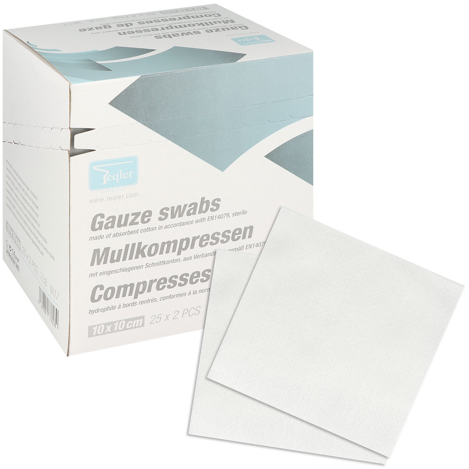 Teqler Mullkompressen 10 x 10 cm - 25 x 2 Stück