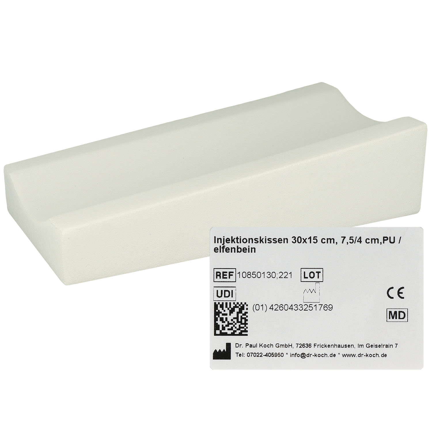 Injektionskissen Ava, PU-beschichtet 30 x 15 cm - elfenbeinweiß