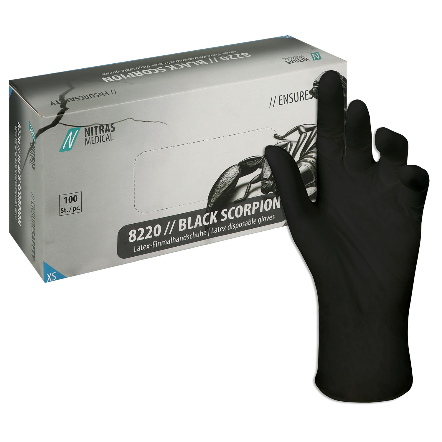 Nitras Black Scorpion Latexhandschuhe, puderfrei