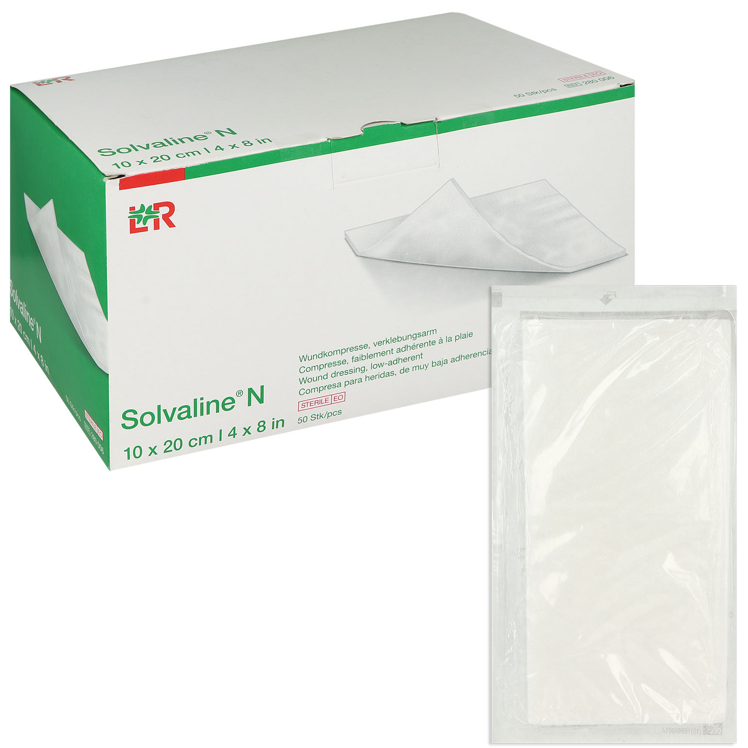 Solvaline N 10 x 20 cm - 50 St. - Wundkompresse, steril